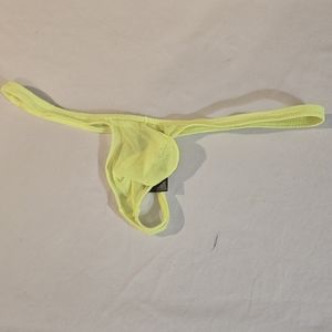 Neon Yellow Muscleskins Sheer Men's Thong Swimsuit - Large